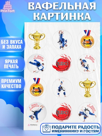 Вафельная картинка, Дзюдо, Мальчик, День рождения, арт. PT205384