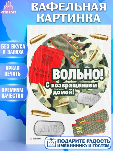 Вафельная картинка, Дембель, ДМБ, Мальчик, Демобилизация, арт. PT205666