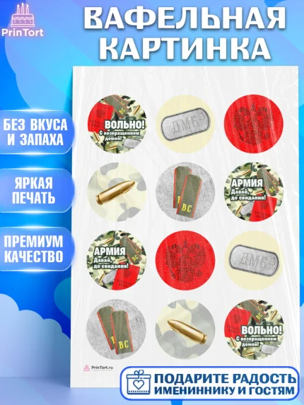 Вафельная картинка, Дембель, ДМБ, Мальчик, Демобилизация, арт. PT205673