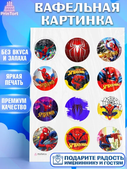 Вафельная картинка, Человек-паук, Супергерои, Мальчик, День рождения, арт. PT205686