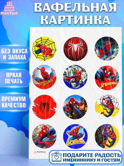 Вафельная картинка, Человек-паук, Супергерои, Мальчик, День рождения, арт. PT205688