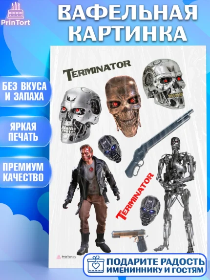 Вафельная картинка, Терминатор, Девочка, День рождения, арт. PT205745