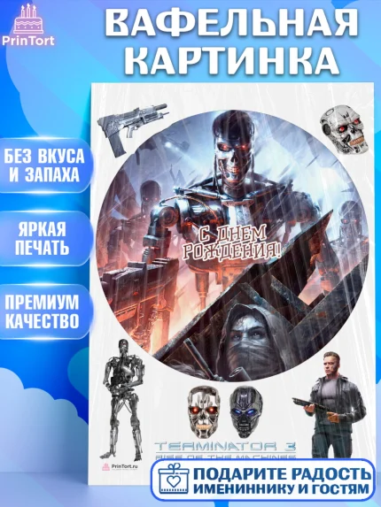 Вафельная картинка, Терминатор, Девочка, День рождения, арт. PT205758