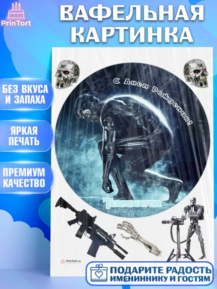 Вафельная картинка, Терминатор, Девочка, День рождения, арт. PT205760