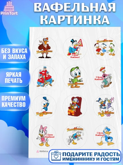 Вафельная картинка, Утиные истории, Девочка, День рождения, арт. PT206113