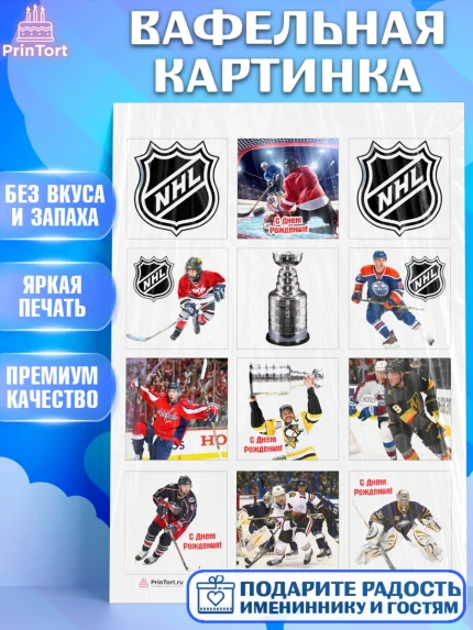 Вафельная картинка, НХЛ, Хоккей, Мальчик, День рождения, арт. PT206563