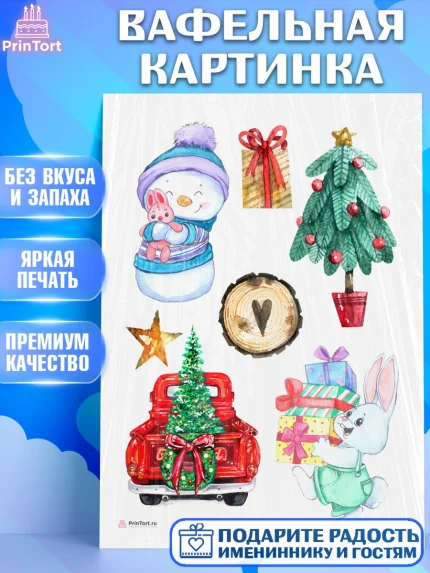 Вафельная картинка, Новый год, Девочка, арт. PT206904