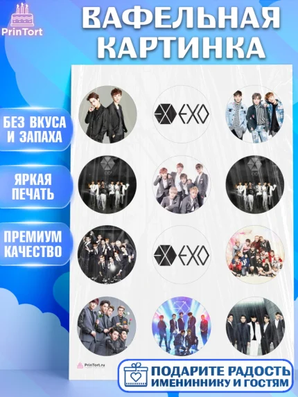 Вафельная картинка, EXO, Девочка, День рождения, арт. PT207075