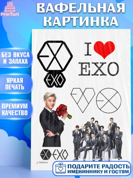 Вафельная картинка, EXO, Девочка, День рождения, арт. PT207081