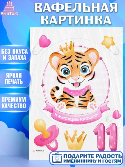 Вафельная картинка, Девочке 11 мес, Девочка, 11 месяцев, День рождения, арт. PT207658