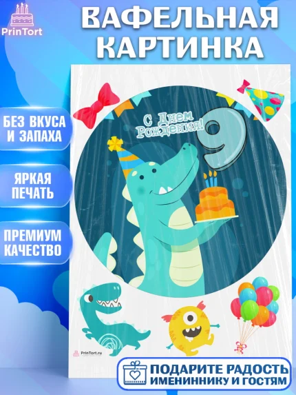 Вафельная картинка, Девочке 9 лет, Девочка, 9 лет, День рождения, арт. PT207787