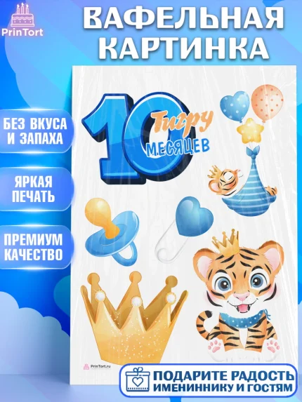 Вафельная картинка, Мальчику 10 мес, Мальчик, 10 месяцев, День рождения, арт. PT208157