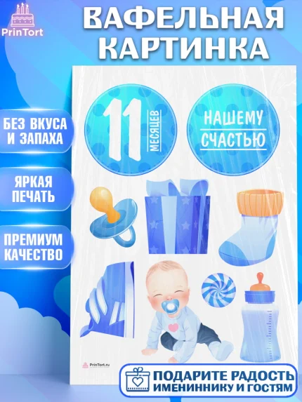Вафельная картинка, Мальчику 11 мес, Мальчик, 11 месяцев, День рождения, арт. PT208172