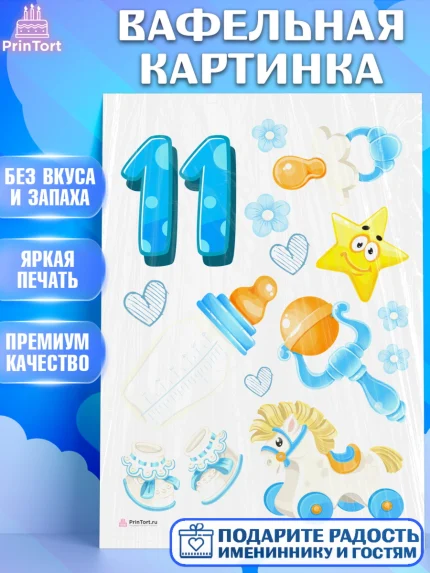 Вафельная картинка, Мальчику 11 мес, Мальчик, 11 месяцев, День рождения, арт. PT208180