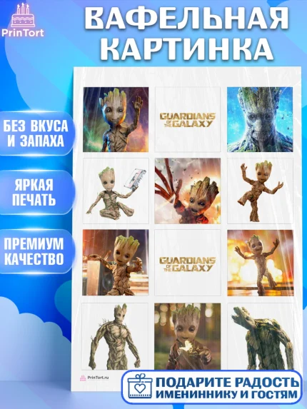 Вафельная картинка, Стражи Галактики, Грут, Девочка, День рождения, арт. PT208200