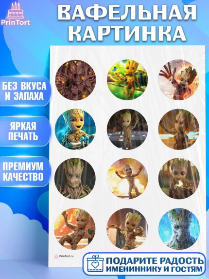 Вафельная картинка, Стражи Галактики, Грут, Девочка, День рождения, арт. PT208206