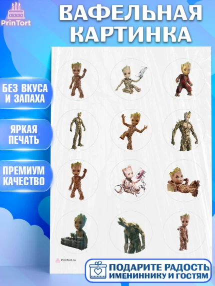Вафельная картинка, Стражи Галактики, Грут, Девочка, День рождения, арт. PT208208