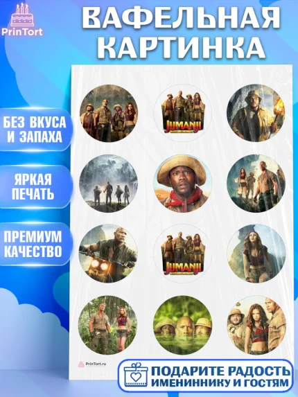 Вафельная картинка, Джуманджи, Дуэйн Скала Джонсон, Девочка, День рождения, арт. PT208231
