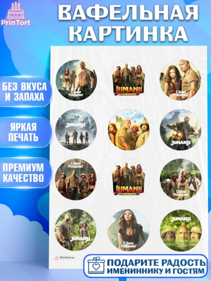 Вафельная картинка, Джуманджи, Дуэйн Скала Джонсон, Девочка, День рождения, арт. PT208240