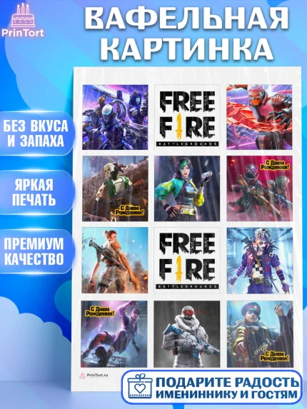 Вафельная картинка, Фри Фаер, Free Fire, Мальчик, День рождения, арт. PT208607