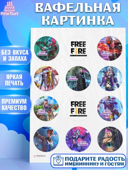 Вафельная картинка, Фри Фаер, Free Fire, Мальчик, День рождения, арт. PT208608
