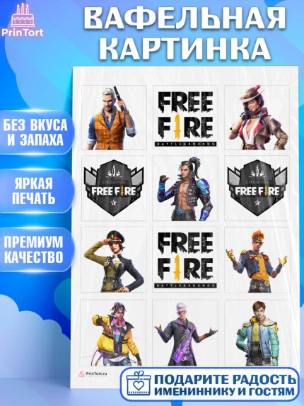 Вафельная картинка, Фри Фаер, Free Fire, Мальчик, День рождения, арт. PT208612