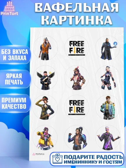 Вафельная картинка, Фри Фаер, Free Fire, Мальчик, День рождения, арт. PT208613