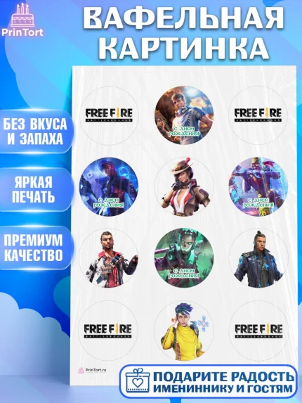 Вафельная картинка, Фри Фаер, Free Fire, Мальчик, День рождения, арт. PT208620