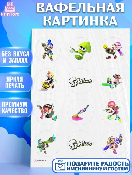 Вафельная картинка, Сплатун, Splatoon, Мальчик, День рождения, арт. PT208627