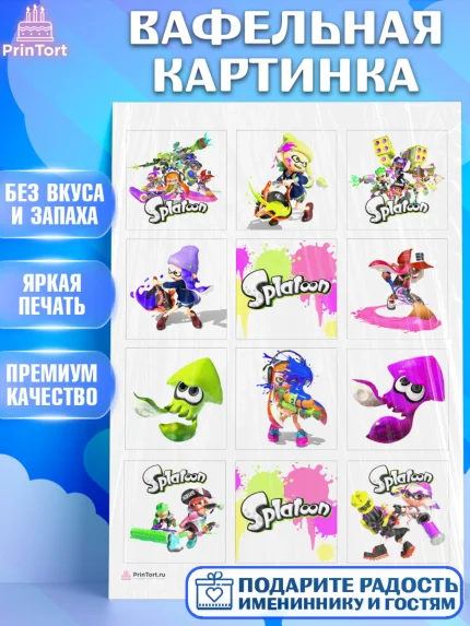 Вафельная картинка, Сплатун, Splatoon, Мальчик, День рождения, арт. PT208631
