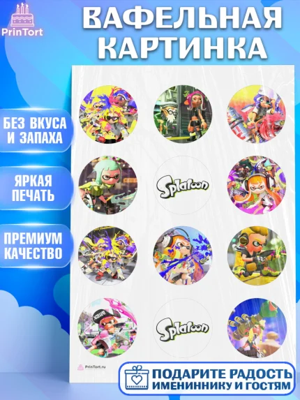 Вафельная картинка, Сплатун, Splatoon, Мальчик, День рождения, арт. PT208632