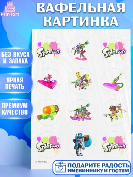 Вафельная картинка, Сплатун, Splatoon, Мальчик, День рождения, арт. PT208636