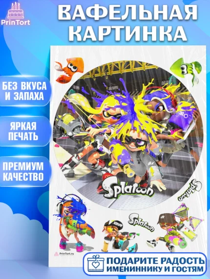 Вафельная картинка, Сплатун, Splatoon, Мальчик, День рождения, арт. PT208645
