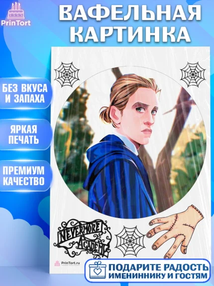 Вафельная картинка, Уенсдей, Венсдей Аддамс, Девочка, День рождения, арт. PT208792