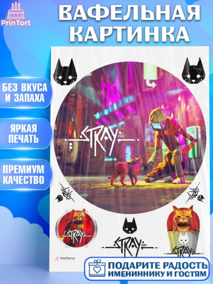 Вафельная картинка, Стрэй, Stray, Мальчик, День рождения, арт. PT209025