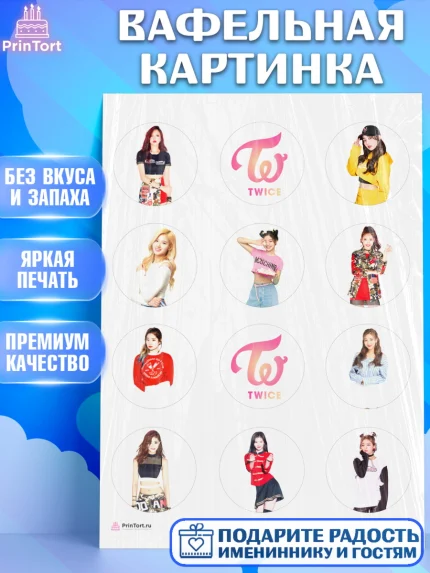 Вафельная картинка, Twice, Твайс, Девочка, День рождения, арт. PT209109