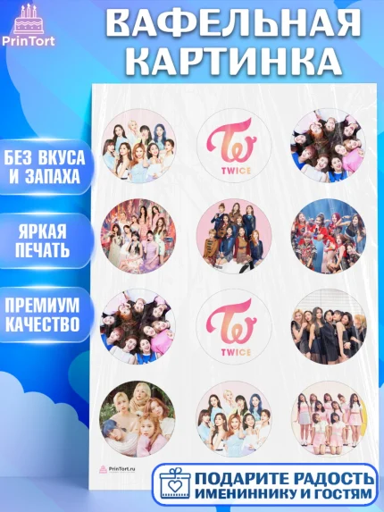 Вафельная картинка, Twice, Твайс, Девочка, День рождения, арт. PT209113