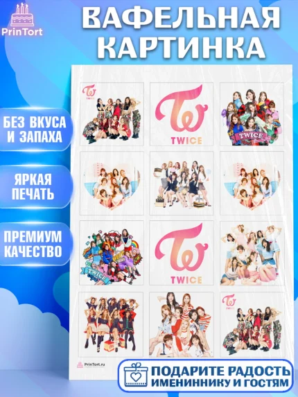 Вафельная картинка, Twice, Твайс, Девочка, День рождения, арт. PT209114