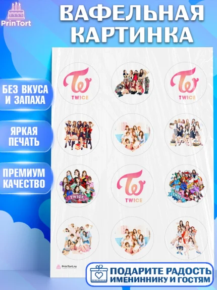 Вафельная картинка, Twice, Твайс, Девочка, День рождения, арт. PT209118