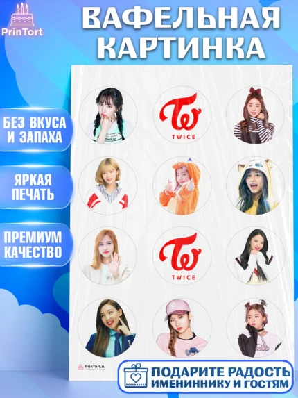 Вафельная картинка, Twice, Твайс, Девочка, День рождения, арт. PT209121