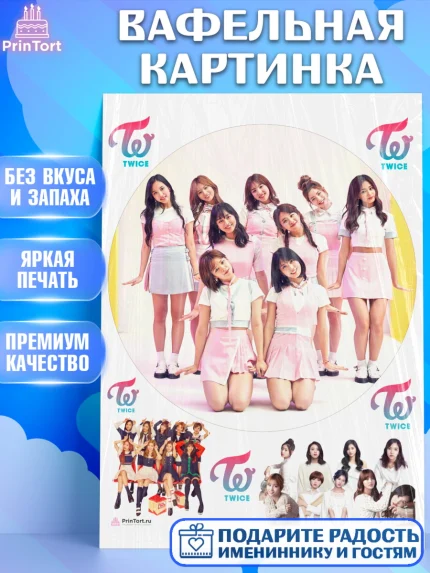 Вафельная картинка, Twice, Твайс, Девочка, День рождения, арт. PT209126
