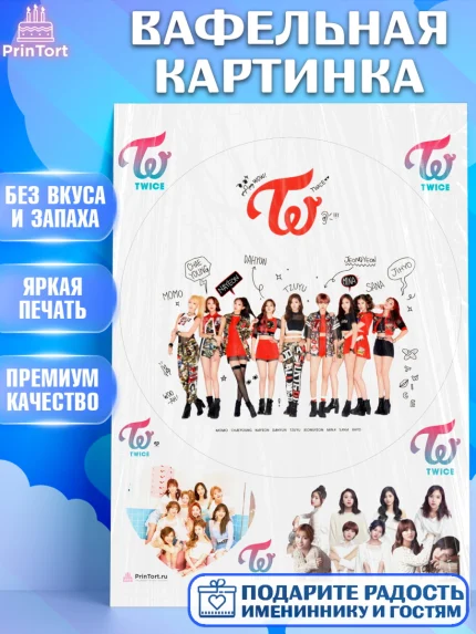 Вафельная картинка, Twice, Твайс, Девочка, День рождения, арт. PT209127