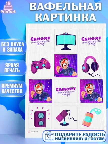 Вафельная картинка, Геймер, Киберспорт, Мальчик, День рождения, арт. PT209605