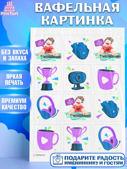 Вафельная картинка, Геймер, Киберспорт, Мальчик, День рождения, арт. PT209610