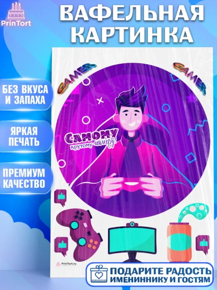 Вафельная картинка, Геймер, Киберспорт, Мальчик, День рождения, арт. PT209613