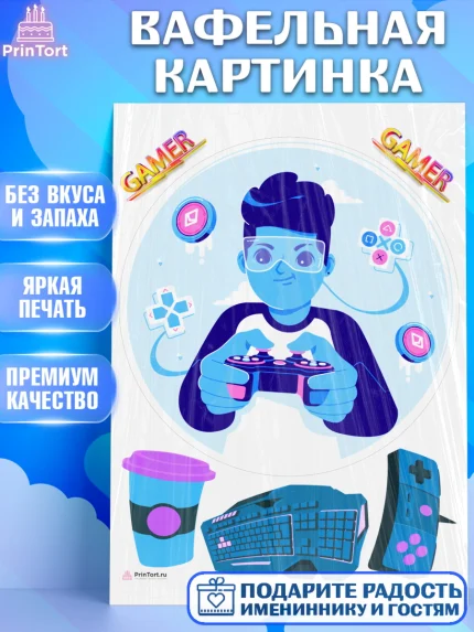 Вафельная картинка, Геймер, Киберспорт, Мальчик, День рождения, арт. PT209622