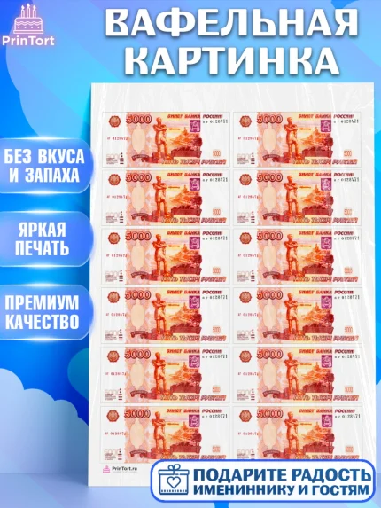 Вафельная картинка, Деньги, Рубли, Девочка, День рождения, арт. PT209719