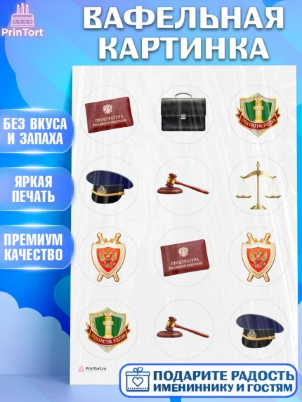 Вафельная картинка, День Прокуратуры, Прокурор, Мальчик, День рождения, арт. PT210087
