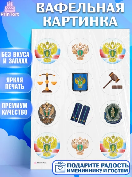 Вафельная картинка, День Прокуратуры, Прокурор, Мальчик, День рождения, арт. PT210090