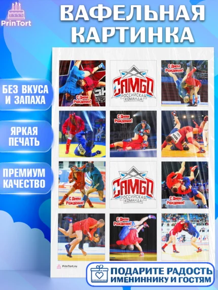 Вафельная картинка, Самбо, Борьба, Мальчик, День рождения, арт. PT210299